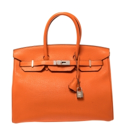 Hermes Birkin Handbag Orange Poppy Clemence with Palladium