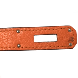 مملوكة مسبقًا Hermes Orange Poppy Clemence Leather Palladium Hardware Birkin 35 Bag