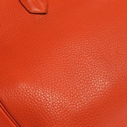 مملوكة مسبقًا Hermes Orange Poppy Clemence Leather Palladium Hardware Birkin 35 Bag