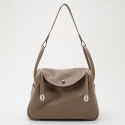 مملوكة مسبقًا Hermes Grey Leather Lindy Shoulder Bag 30 CM