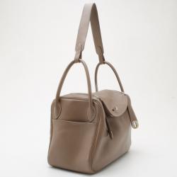 مملوكة مسبقًا Hermes Grey Leather Lindy Shoulder Bag 30 CM