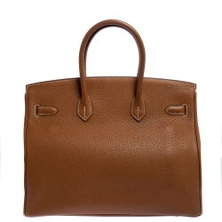 Hermes Brown Togo Leather Gold Hardware Birkin 35 Bag
