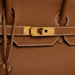 Hermes Brown Togo Leather Gold Hardware Birkin 35 Bag
