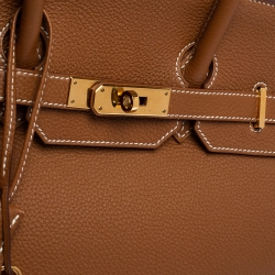 Hermes Brown Togo Leather Gold Hardware Birkin 35 Bag
