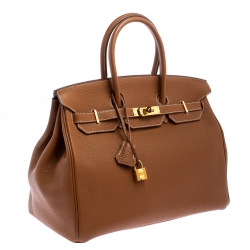 Hermes Brown Togo Leather Gold Hardware Birkin 35 Bag