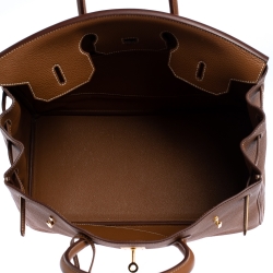 Hermes Brown Togo Leather Gold Hardware Birkin 35 Bag