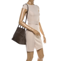 Pre Owned Hermes Gris Tourterelle Clemence Leather Bolide 35 Bag