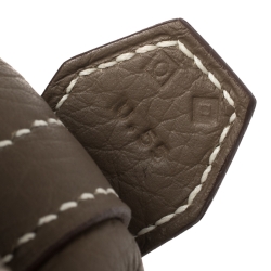 Pre Owned Hermes Gris Tourterelle Clemence Leather Bolide 35 Bag