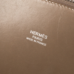 Pre Owned Hermes Gris Tourterelle Clemence Leather Bolide 35 Bag
