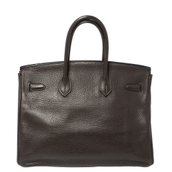 Hermes Macassar Clemence Leather Palladium Hardware Birkin 35 Bag