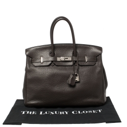 Hermes Macassar Clemence Leather Palladium Hardware Birkin 35 Bag