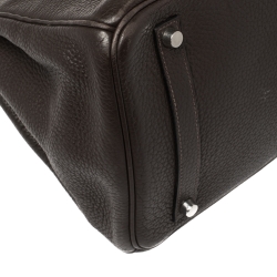 Hermes Macassar Clemence Leather Palladium Hardware Birkin 35 Bag