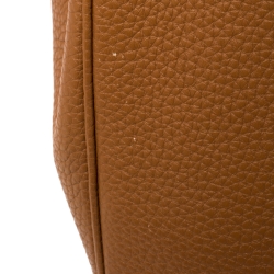 Pre Owned Hermes Gold Taurillon Clemence Leather Palladium Hardware Birkin 35 Bag