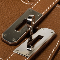 Pre Owned Hermes Gold Taurillon Clemence Leather Palladium Hardware Birkin 35 Bag