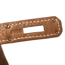 Pre Owned Hermes Gold Taurillon Clemence Leather Palladium Hardware Birkin 35 Bag