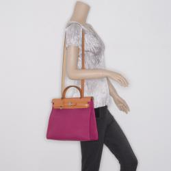 Pre Owned Hermes Magenta Toile Vache Herbag Convertible Satchel