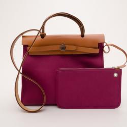 Pre Owned Hermes Magenta Toile Vache Herbag Convertible Satchel