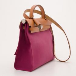 Pre Owned Hermes Magenta Toile Vache Herbag Convertible Satchel
