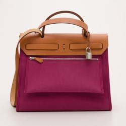 Pre Owned Hermes Magenta Toile Vache Herbag Convertible Satchel