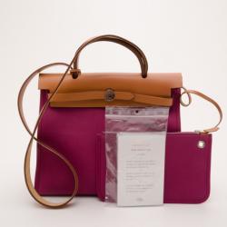Pre Owned Hermes Magenta Toile Vache Herbag Convertible Satchel