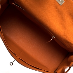 Hermes Orange Clemence Leather Palladium Hardware Kelly Retourne 40 Bag