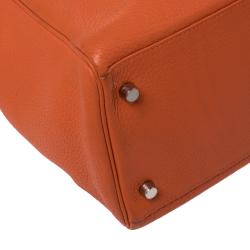 Hermes Orange Clemence Leather Palladium Hardware Kelly Retourne 40 Bag
