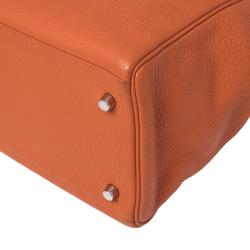 Hermes Orange Clemence Leather Palladium Hardware Kelly Retourne 40 Bag