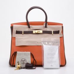 Pre Owned Hermes Birkin 35 Togo Limited Edition Orange Brown