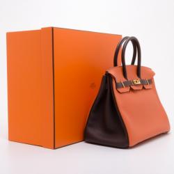 Pre Owned Hermes Birkin 35 Togo Limited Edition Orange Brown