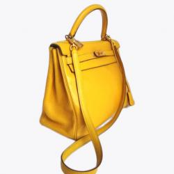 Hermes Kelly 32 Taurillon Clemence in Yellow