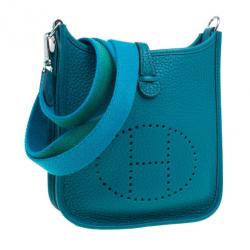 Pre Owned Hermes Clemence Bleu Evelyne II TPM Bag