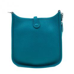 Pre Owned Hermes Clemence Bleu Evelyne II TPM Bag
