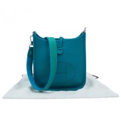 Pre Owned Hermes Clemence Bleu Evelyne II TPM Bag