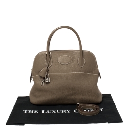 Pre Owned Hermes Taupe Grey Taurillon Clemence Leather Bolide 31 Bag