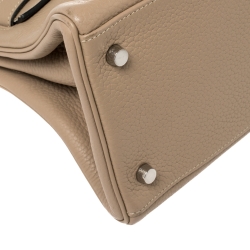 Hermes Trench Clemence Leather Palladium Hardware Shoulder Kelly 42 Bag