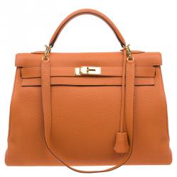 Hermes Orange Togo Kelly Sport PM GHW Hermes