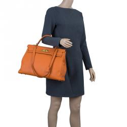 Hermès Kelly 40 Orange Leather Handbag (Pre-Owned)