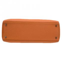 Hermes Orange Togo Leather Kelly 40 Bag