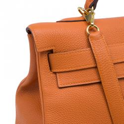 Hermes Orange Togo Leather Kelly 40 Bag