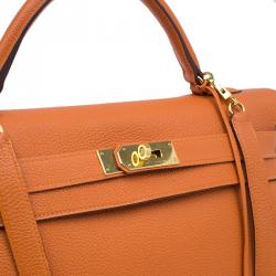 Hermes Orange Togo Leather Kelly 40 Bag