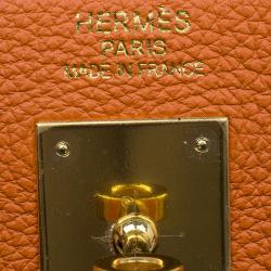 Hermes Orange Togo Leather Kelly 40 Bag