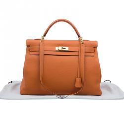 Hermes Orange Togo Leather Kelly 40 Bag