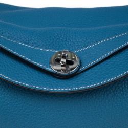 Pre Owned Hermes Blue Clemence Leather Lindy Bag 30