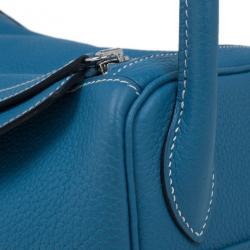 Pre Owned Hermes Blue Clemence Leather Lindy Bag 30
