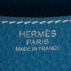 Pre Owned Hermes Blue Clemence Leather Lindy Bag 30