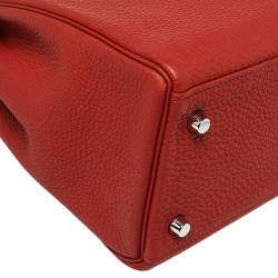 مملوكة مسبقًا Hermes Rouge Piment Togo Leather Palladium Hardware Kelly Retourne 32 Bag