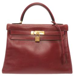 مملوكة مسبقًا Hermes Red Box Leather Kelly Retourne 32 Bag