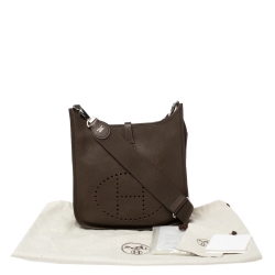 Pre Owned Hermes Chocolat Togo Leather Evelyne III PM Bag
