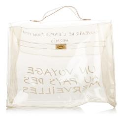 Pre Owned Hermes White Vinyl  Kelly Tote Bag