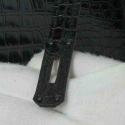 Hermes Black Porosus Crocodile Leather Gold Hardware Kelly Bag